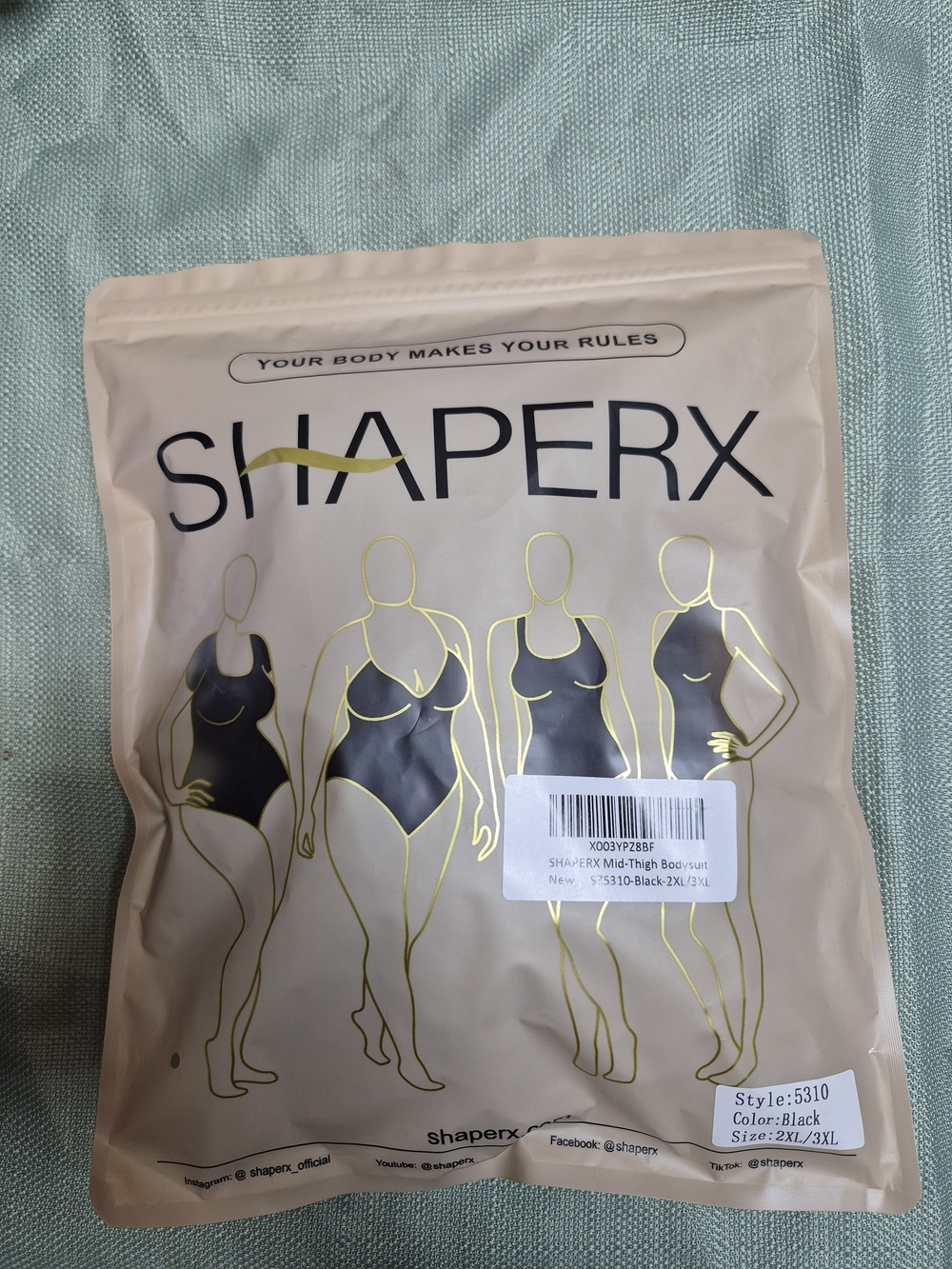 Shaperx Black Thigh-High Bodysuit